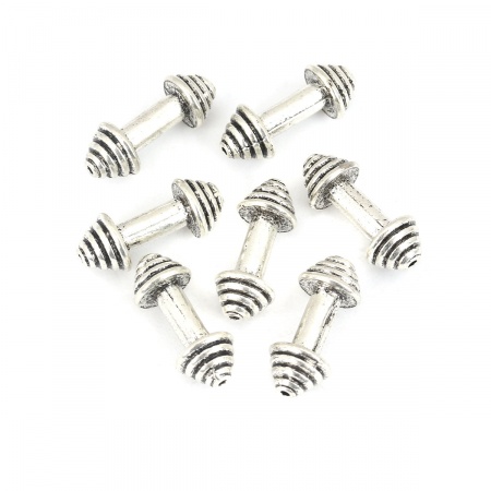 Lega di Zinco Perline Manubri Argento Antico Circa 23mm x 9mm, Foro:Circa 1.4mm, 10 Pz