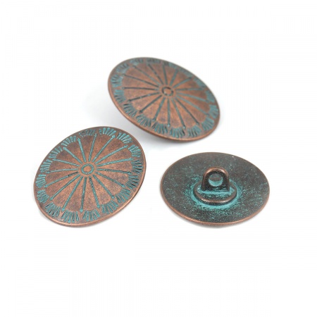 Lega di Zinco Metallo Patina Gambo Bottone Ovale Ossido di Rame 25mm x 22mm, 10 Pz