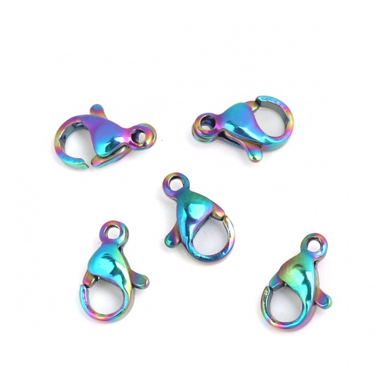 Picture of Zinc Based Alloy Lobster Clasp Findings Multicolor 10mm x 6mm, 10 PCs
