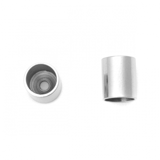 Immagine di 304 Acciaio Inossidabile Perline Cilindrico Tono Argento 6mm x 5mm, Buco: Circa 4mm 1mm, 20 Pz