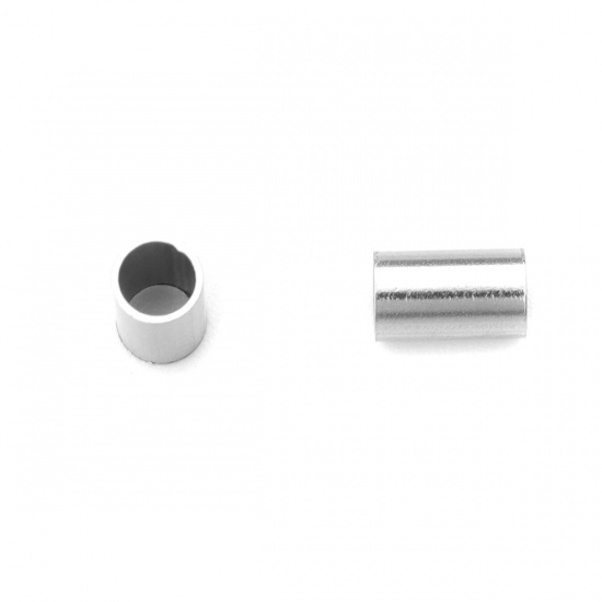 Immagine di 304 Acciaio Inossidabile Perline Cilindrico Tono Argento 5mm x 3mm, Buco: Circa 2.5mm, 20 Pz
