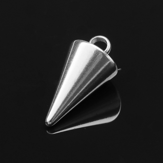Picture of 304 Stainless Steel Charms Cone Silver Tone 14mm x 7mm, 10 PCs
