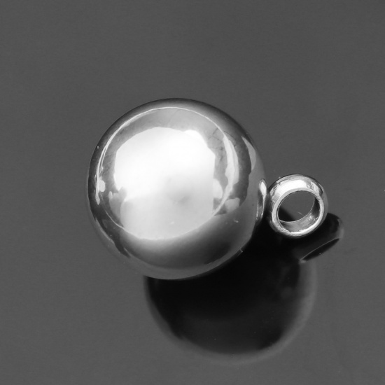 Immagine di 304 Acciaio Inossidabile Charms Tondo Tono Argento 11mm x 8mm, 10 Pz