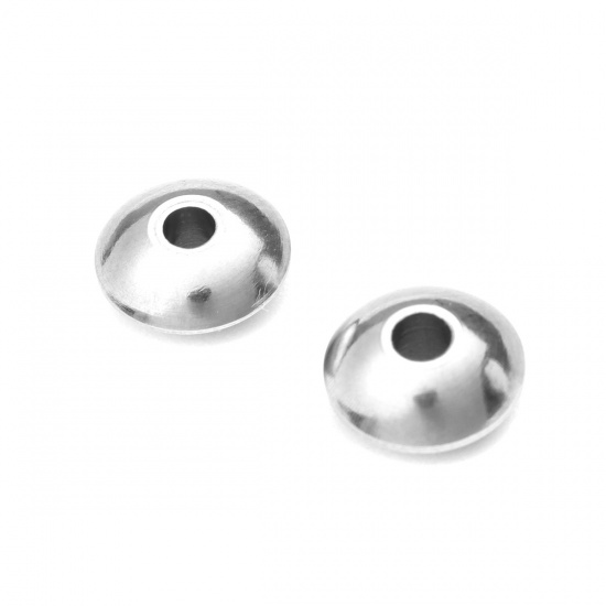 Image de Perles d'entretoise en 304 Acier Inoxydable UFO Argent Mat env. 8mm Dia., Trou: env. 2.3mm, 10 Pcs