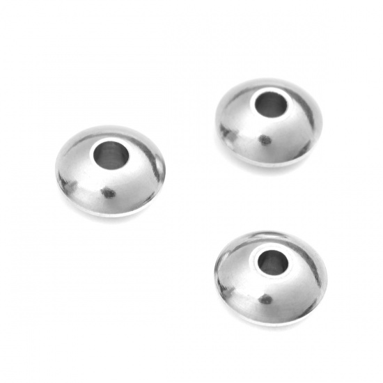 Image de Perles d'entretoise en 304 Acier Inoxydable UFO Argent Mat env. 8mm Dia., Trou: env. 2.3mm, 10 Pcs