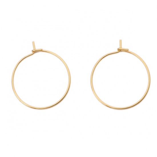Picture of 304 Stainless Steel Hoop Earrings Round Gold Plated 24mm x 20mm, Post/ Wire Size: (21 gauge), 10 PCs