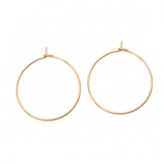 Picture of 304 Stainless Steel Hoop Earrings Round Gold Plated 29mm x 25mm, Post/ Wire Size: (21 gauge), 10 PCs