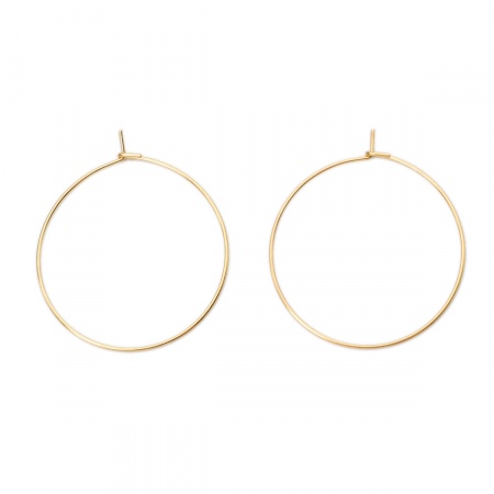 Picture of 304 Stainless Steel Hoop Earrings Round Gold Plated 3.4cm x 3cm, Post/ Wire Size: (21 gauge), 10 PCs