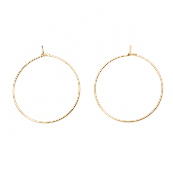Picture of 304 Stainless Steel Hoop Earrings Round Gold Plated 3.4cm x 3cm, Post/ Wire Size: (21 gauge), 10 PCs