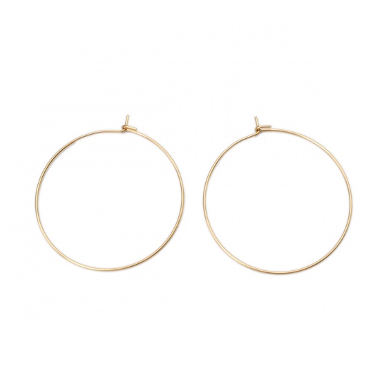 Picture of 304 Stainless Steel Hoop Earrings Round Gold Plated 3.9cm x 3.5cm, Post/ Wire Size: (21 gauge), 10 PCs