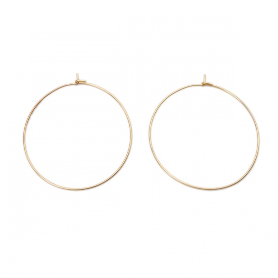 Picture of 304 Stainless Steel Hoop Earrings Round Gold Plated 4.3cm x 4cm, Post/ Wire Size: (21 gauge), 10 PCs