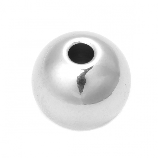 Immagine di 304 Acciaio Inossidabile Perline Tondo Tono Argento Circa 12mm Dia., Buco: Circa 3mm, 5 Pz