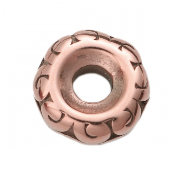 Image de Perles d'entretoise en 304 Acier Inoxydable Roue Or Rose env. 10mm Dia., Trou: env. 3mm, 1 Pièce