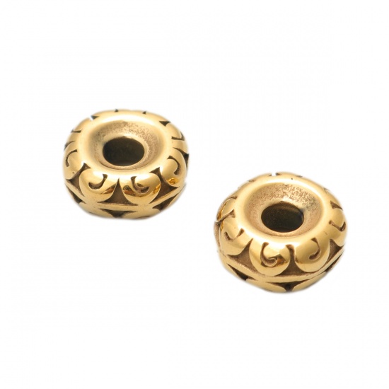 Bild von 304 Edelstahl Zwischenperlen Spacer Wagenrad Vergoldet ca. 10mm D., Loch: ca. 3mm, 1 Stück