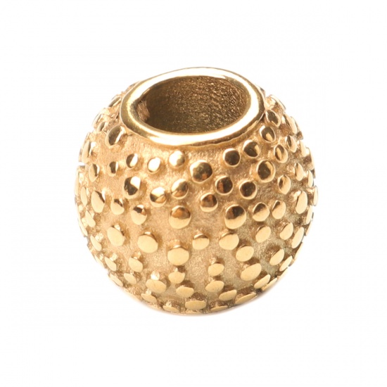 Picture of 304 Stainless Steel Beads Barrel Gold Plated About 11mm Dia., Hole: Approx 5mm, 1 Piece