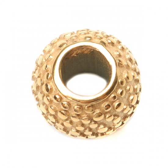 Picture of 304 Stainless Steel Beads Barrel Gold Plated About 11mm Dia., Hole: Approx 5mm, 1 Piece