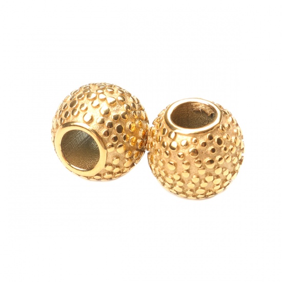 Picture of 304 Stainless Steel Beads Barrel Gold Plated About 11mm Dia., Hole: Approx 5mm, 1 Piece