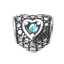 Picture of 1 Piece 304 Stainless Steel Valentine's Day European Style Large Hole Charm Beads Antique Silver Color Heart Dot Light Blue Rhinestone 11mm x 10mm, Hole: Approx 5mm