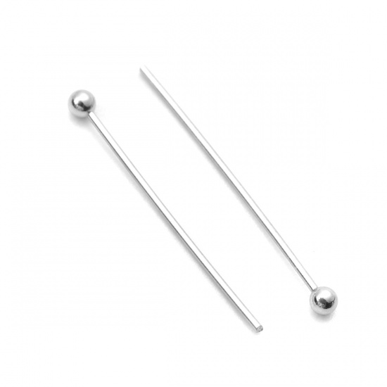 Picture of 0.5mm 304 Stainless Steel Ball Head Pins Silver Tone 18mm( 6/8") long, 50 PCs
