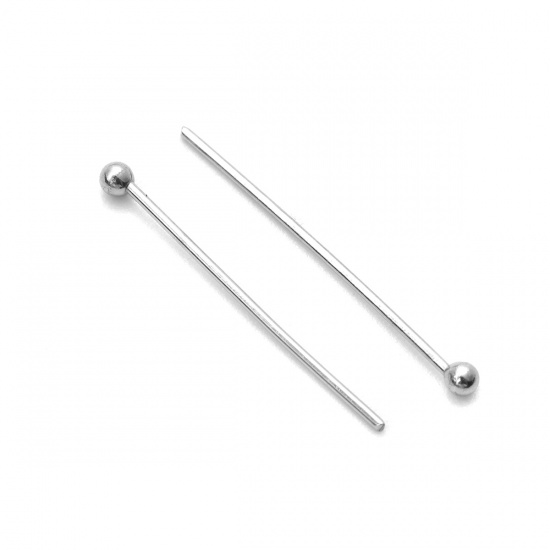 Picture of 0.5mm 304 Stainless Steel Ball Head Pins Silver Tone 22mm( 7/8") long, 50 PCs