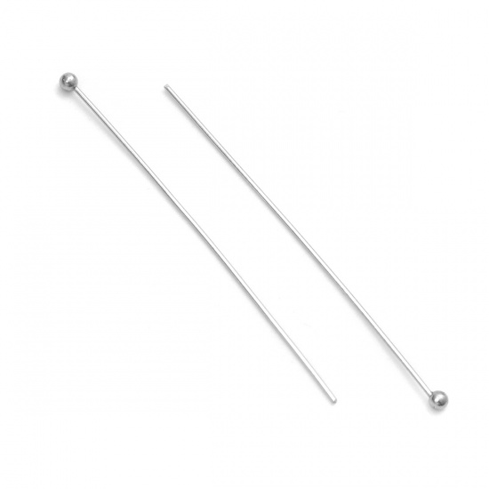 Picture of 0.5mm 304 Stainless Steel Ball Head Pins Silver Tone 40mm(1 5/8") long, 50 PCs