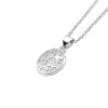 Picture of Stainless Steel & Copper Micro Pave Necklace Silver Tone Oval Flower Clear Cubic Zirconia 45cm(17 6/8") long, 1 Piece