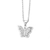 Picture of Stainless Steel & Copper Micro Pave Necklace Silver Tone Butterfly Animal Clear Cubic Zirconia 45cm(17 6/8") long, 1 Piece