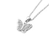 Picture of Stainless Steel & Copper Micro Pave Necklace Silver Tone Butterfly Animal Clear Cubic Zirconia 45cm(17 6/8") long, 1 Piece