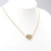 Bild von Edelstahl & Kupfer Micro Pave Halskette Vergoldet Herz Klar Zirkon 47cm lang, 1 Strang