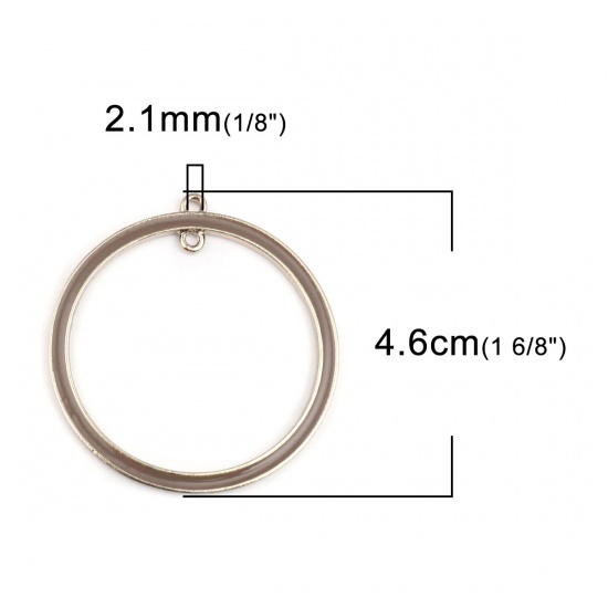 Picture of Zinc Based Alloy Connectors Circle Ring Gold Plated Khaki Enamel 4.6cm x 4.3cm, 4 PCs