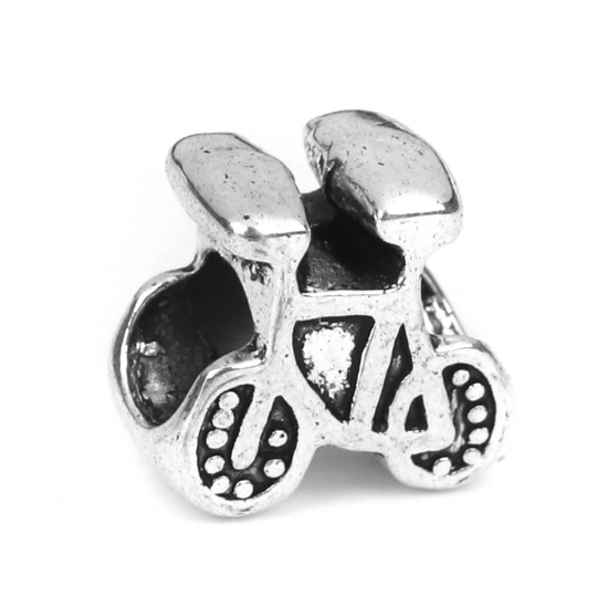Picture of Zinc Based Alloy Spacer Beads Bicycle Antique Silver About 12mm x 12mm, Hole: Approx 5mm, 50 PCs