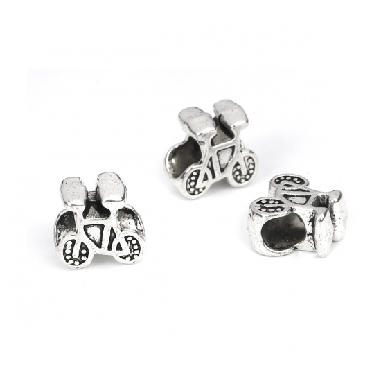 Picture of Zinc Based Alloy Spacer Beads Bicycle Antique Silver About 12mm x 12mm, Hole: Approx 5mm, 50 PCs