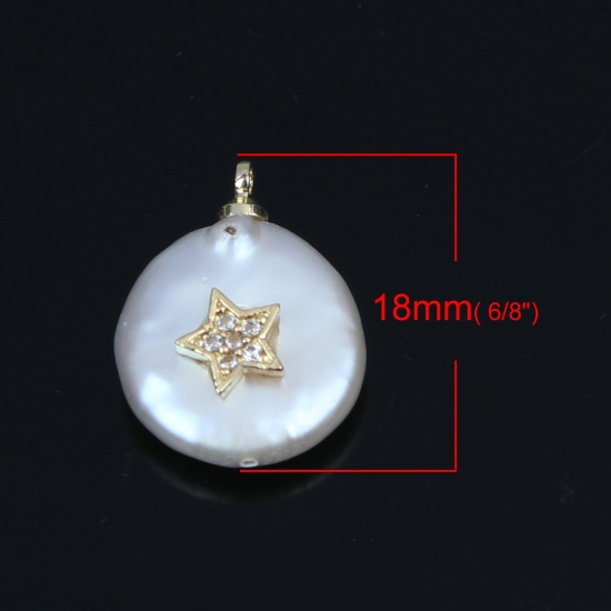 Picture of Pearl & Copper Charms Round White 18mm x 14mm, 1 Piece