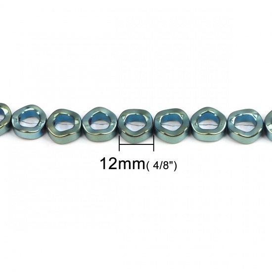 Picture of Hematite ( Natural ) Beads Circle Ring Green About 12mm Dia, Hole: Approx 1.1mm, 43cm(16 7/8") long, 1 Strand (Approx 34 PCs/Strand)
