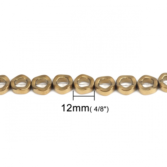 Picture of Hematite ( Natural ) Beads Circle Ring Golden About 12mm Dia, Hole: Approx 1.1mm, 43cm(16 7/8") long, 1 Strand (Approx 34 PCs/Strand)