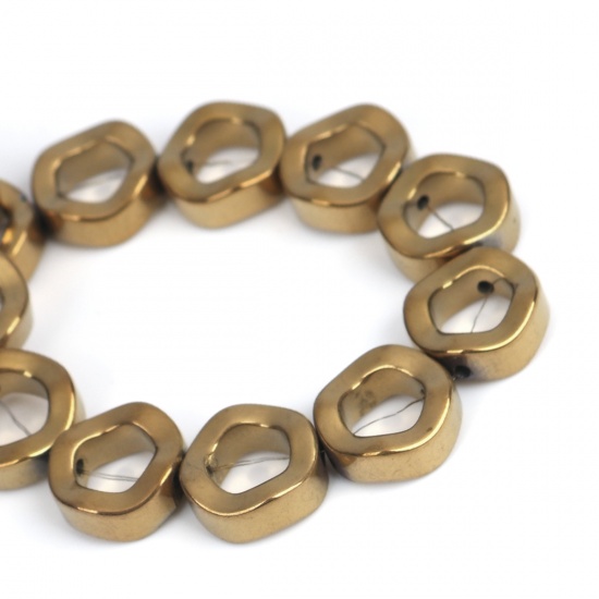 Picture of Hematite ( Natural ) Beads Circle Ring Golden About 12mm Dia, Hole: Approx 1.1mm, 43cm(16 7/8") long, 1 Strand (Approx 34 PCs/Strand)