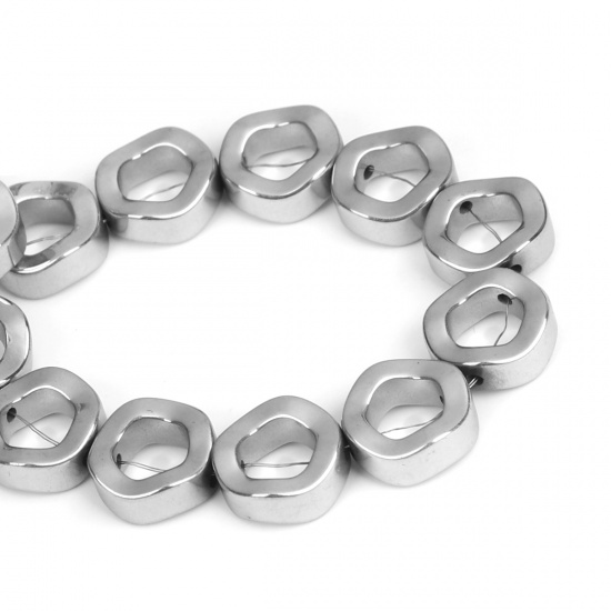 Picture of Hematite ( Natural ) Beads Circle Ring Silver About 12mm Dia, Hole: Approx 1.1mm, 43cm(16 7/8") long, 1 Strand (Approx 34 PCs/Strand)