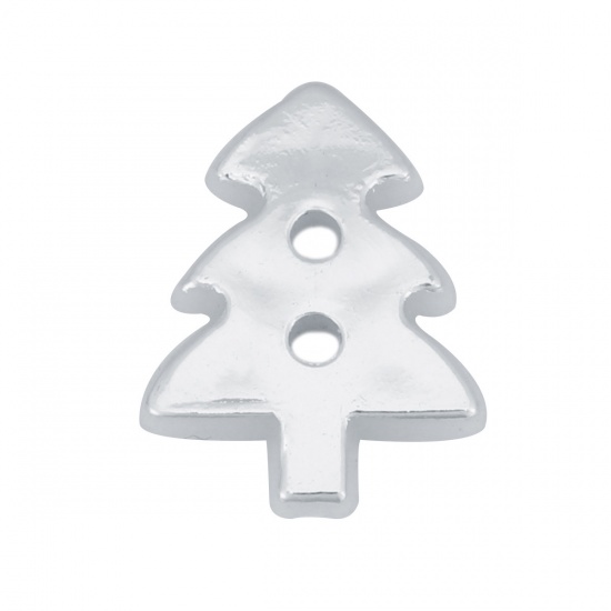 Immagine di Resina Bottone da Cucire Scrapbook Due Fori Bottone Albero di Natale Argento 17mm x 13mm, 100 Pz