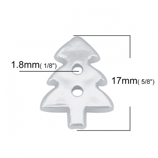 Picture of Resin Sewing Buttons Scrapbooking 2 Holes Christmas Tree Silver 17mm x 13mm, 100 PCs