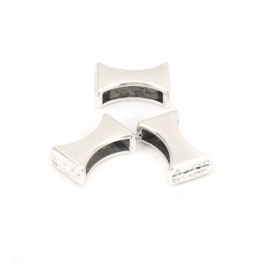 Immagine di Lega di Zinco Perline Addetti Cinturini per Orologi Irregolare Argento Antico Circa 14mm x 9mm, Foro: Circa 10.6mm x 2.6mm, 50 Pz