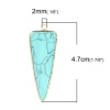 Picture of December Birthstone - (Grade A) Turquoise ( Natural ) Pendants Gold Plated Green Blue Triangle Crack 4.7cm x 1.7cm, 1 Piece