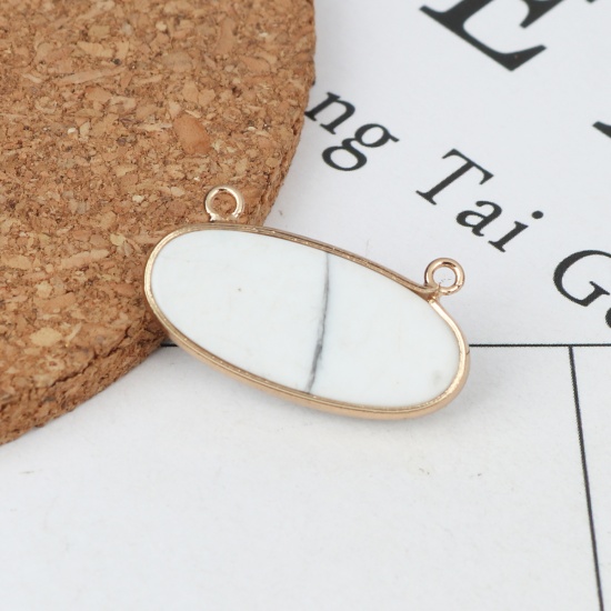 Picture of (Grade A) Howlite ( Natural ) Connectors Oval White Faceted 25mm x 15mm, 1 Piece