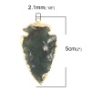 Immagine di (Grado A) Agata Indiana ( Naturale ) Ciondoli Punta di Freccia Oro Placcato Verde Scuro 5cm x 2.7cm, 1 Pz