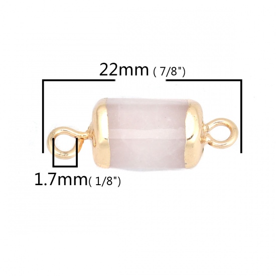 Picture of (Grade A) Rose Quartz ( Natural ) Connectors Hexagonal Prism Gold Plated Light Pink 21mm x 8mm, 1 Piece