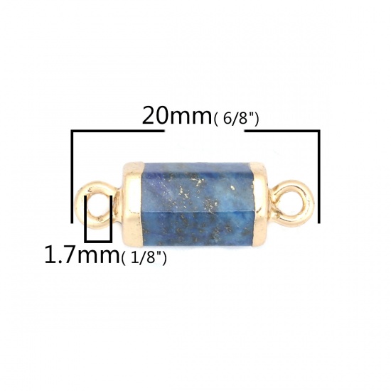 Picture of (Grade A) Lapis Lazuli ( Natural ) Connectors Gold Plated Blue 20mm x 6mm, 1 Piece
