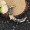 Picture of Stone ( Natural ) Pendants Gold Plated Dark Gray Half Moon Texture 5cm x 4.5cm, 1 Piece