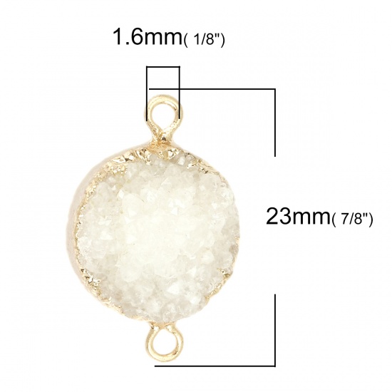 Picture of (Grade A) Agate ( Natural ) Connectors Round Gold Plated White 23mm x 16mm, 1 Piece