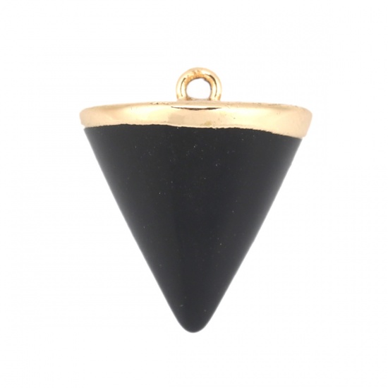 Picture of Glass Charms Gold Plated Black Cone 24mm x 20mm, 1 Piece
