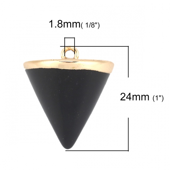 Picture of Glass Charms Gold Plated Black Cone 24mm x 20mm, 1 Piece