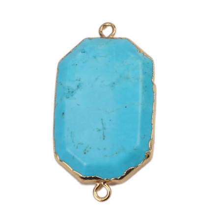 December Birthstone - (Grade A) Turquoise ( Natural ) Connectors Geometric Lake Blue Faceted 38mm x 20mm, 1 Piece